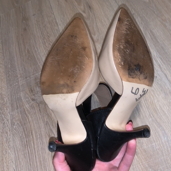 Steve Madden Swift black beige leather ankle strap heels - Picture 6 of 7